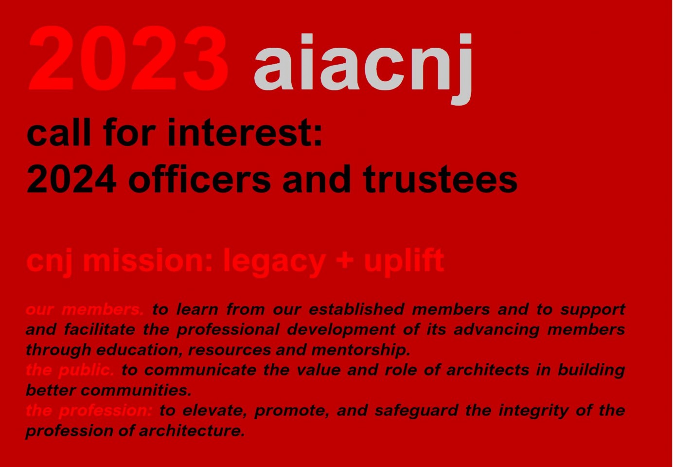 Call For Interest - 2024 AIA CNJ Officers and Trustees